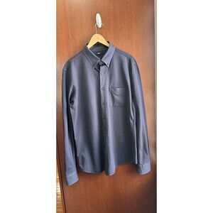 Uniqlo Slim Fit Button Down Shirt Men’s XL Navy Blue Long Sleeve Pocket